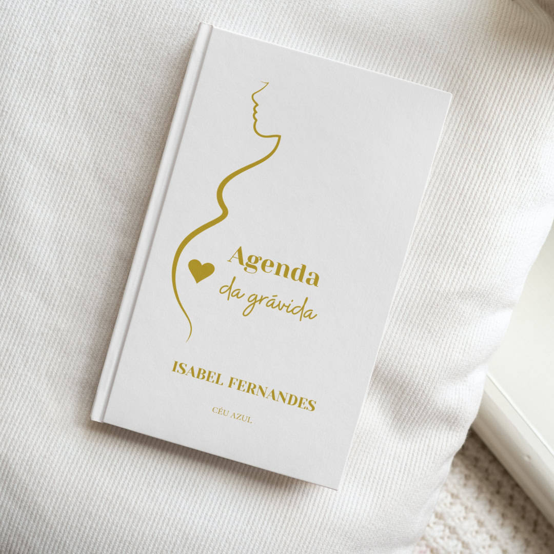 agenda da grávida personalizada foil ouro brilhante